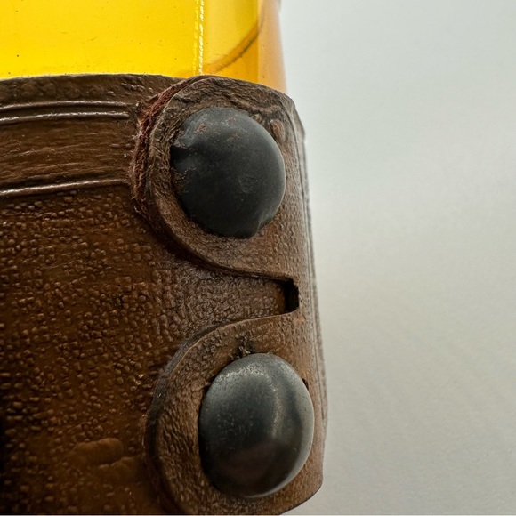 Vintage Amber/Leather Cordial Glasses Embossed with Matador and Flamenco Dancers - Picture 9 of 9